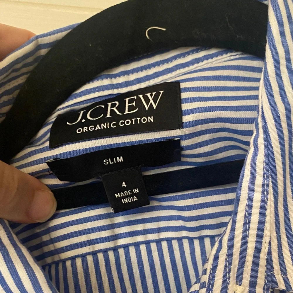 J. Crew Womens Blue and White Striped Shirt